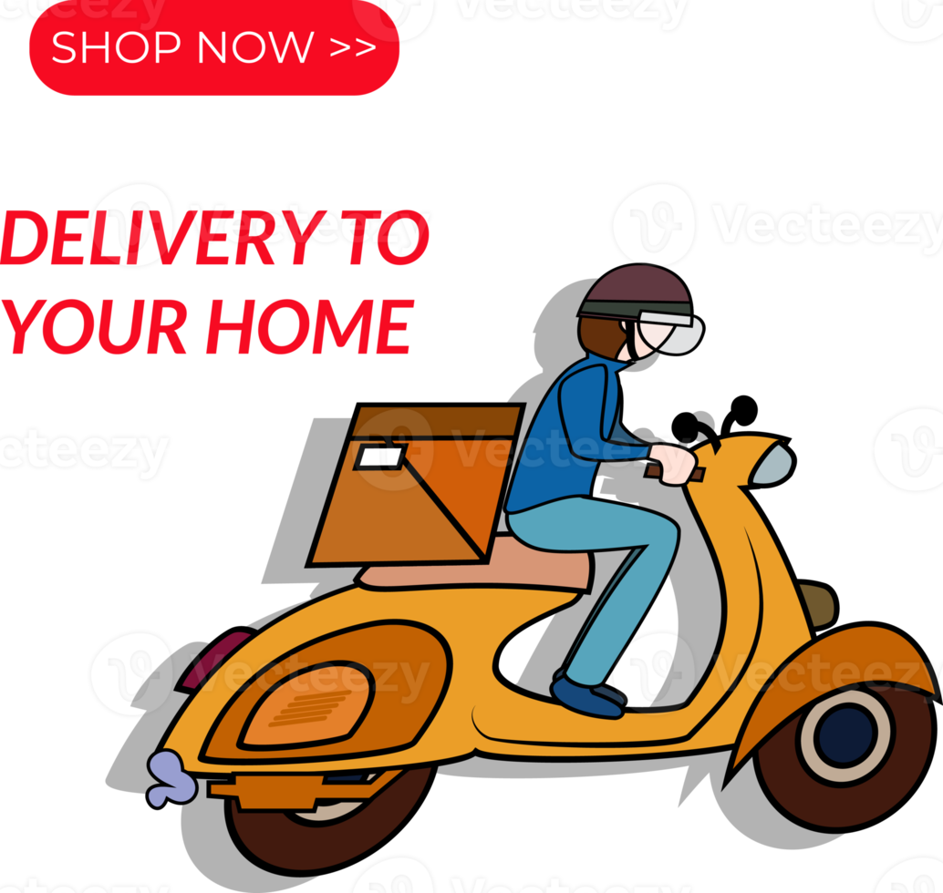 delivery man riding a scooter. home delivery service illustration