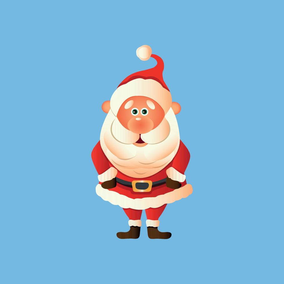 Santa Claus on a blue background. Vector illustration for a retro Christmas card.