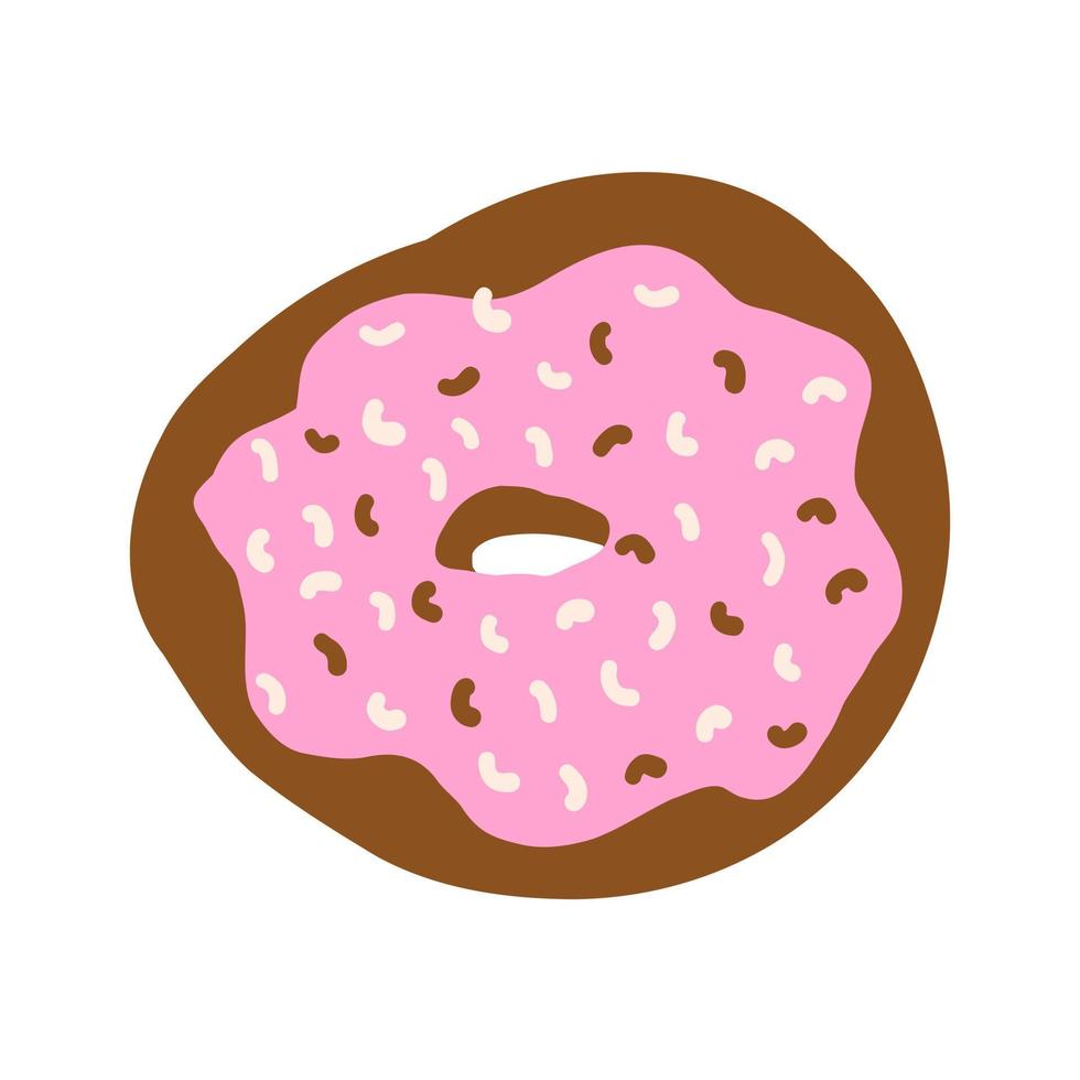 Donut in cartoon style. Vector illustration isolated on white background.