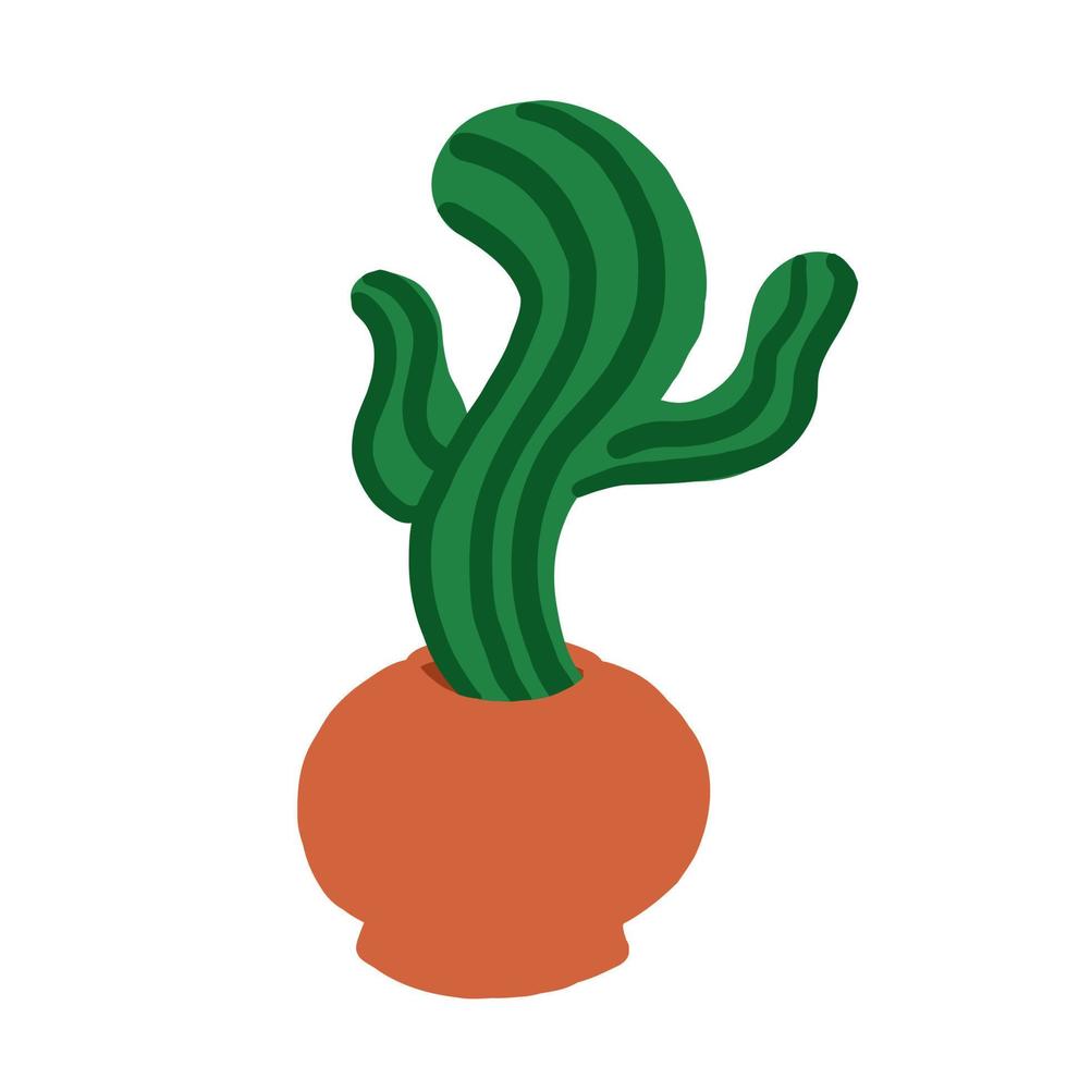 Cartoon cactus. Vector illustration in flat style isolated on white background.