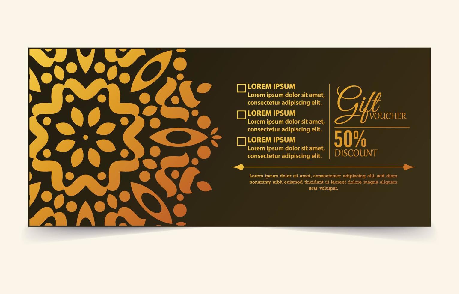 Luxury gold gift voucher template vector