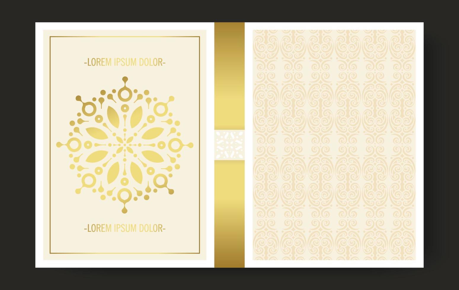 Gold vintage cover with frame ornament vector