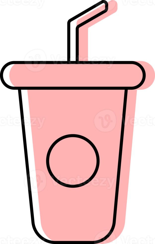 Plastik Tasse Symbol rot Farbe und dünn schwarz Linie, Getränke Symbol. png