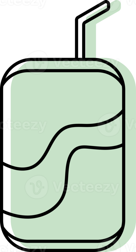 soft drink cans icon green color and thin black line, drinks icon. png