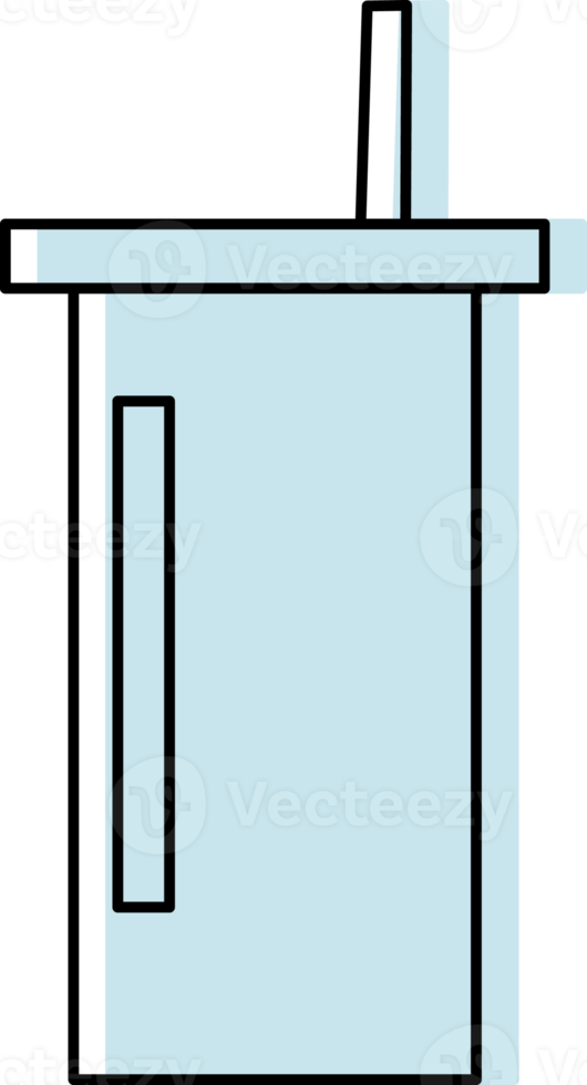 plastica tazza icona blu colore e magro nero linea, bevande icona. png