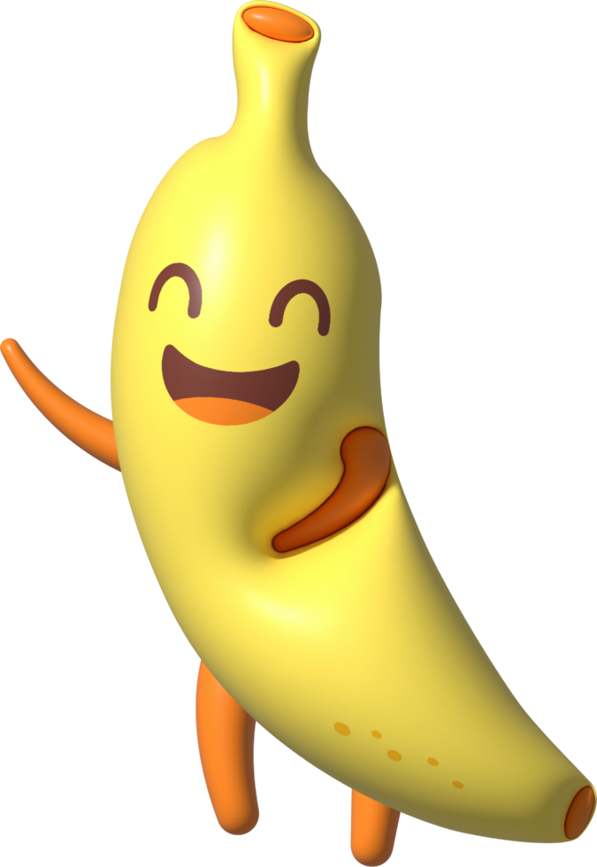 3d banana desenho animado personagem png