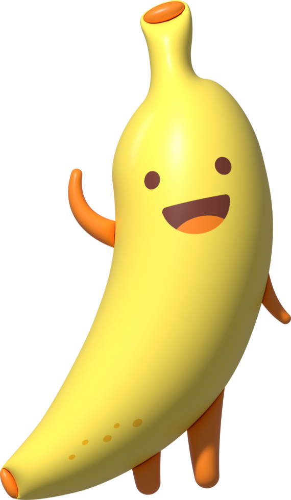 3D Banana Cartoon Character png