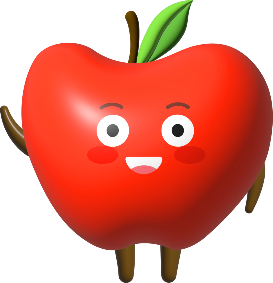 Apple 3D Cartoon Character png