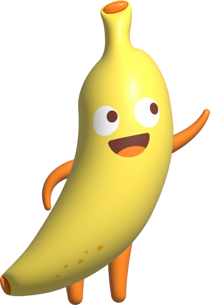 3d banana desenho animado personagem png
