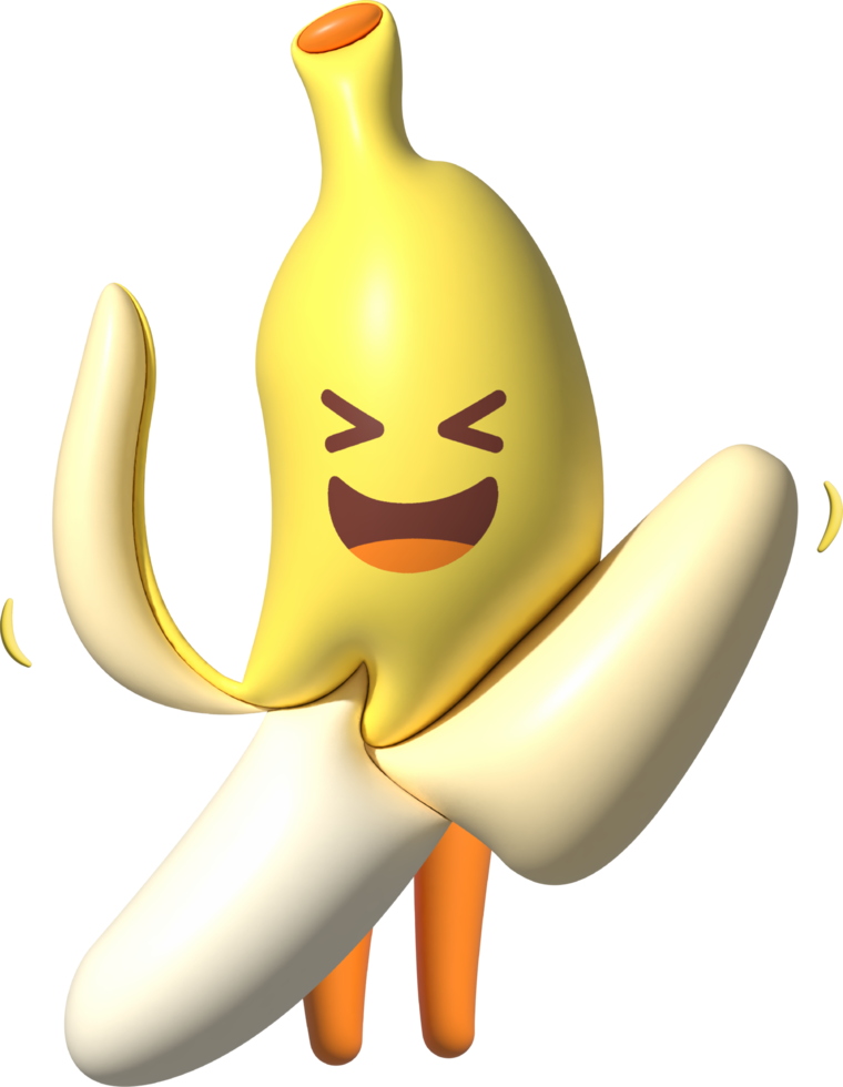 3D Banana Cartoon Character png