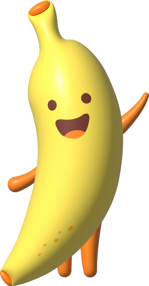 3d banana desenho animado personagem png