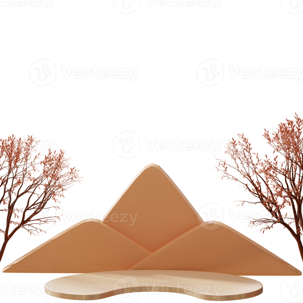 3d Rendern Podium mit Baum um es perfekt zum Produkt Anzeige Attrappe, Lehrmodell, Simulation png