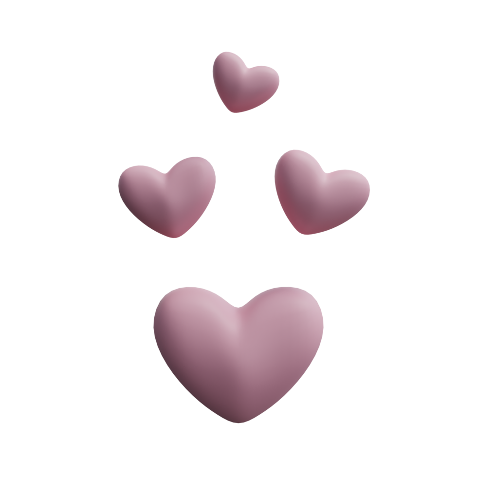 3d pink hearts png