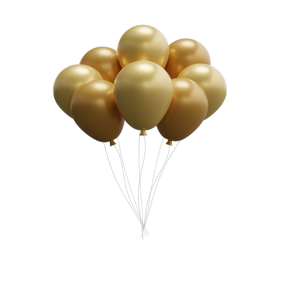 3d oro globos 3d representación. png