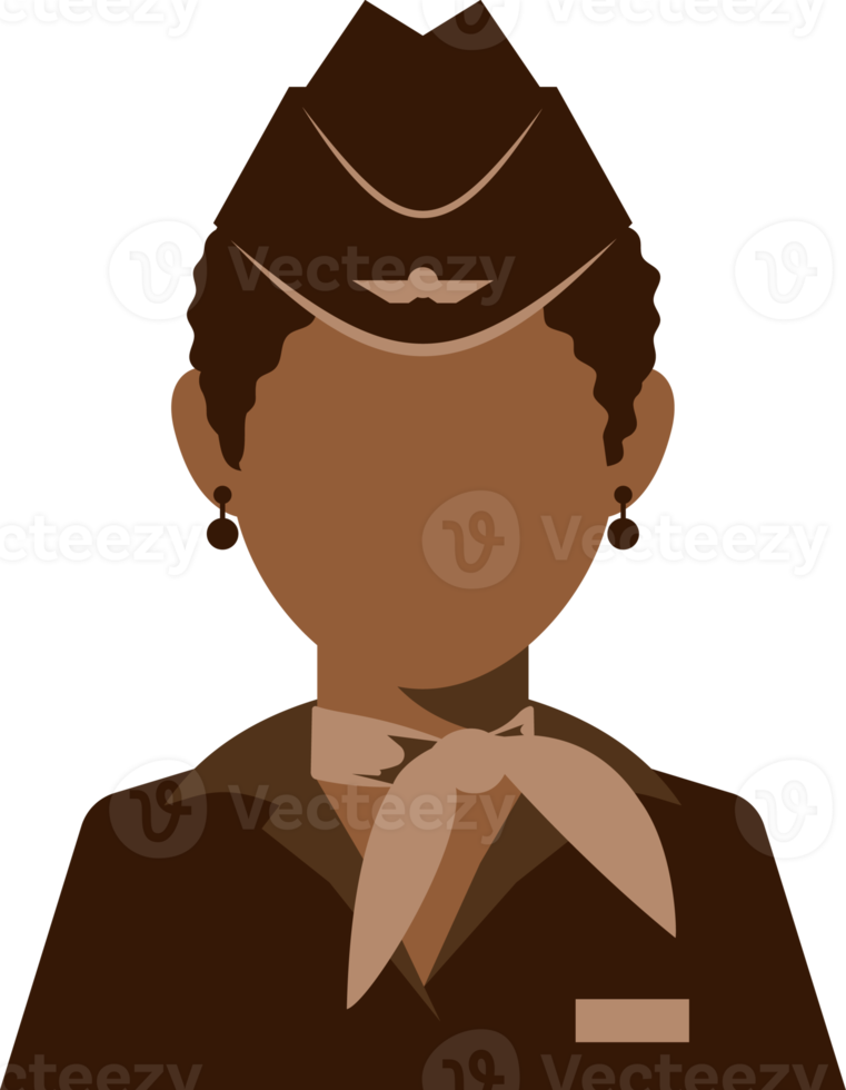 Avatar job air hostess. flat portrait of african american woman. png