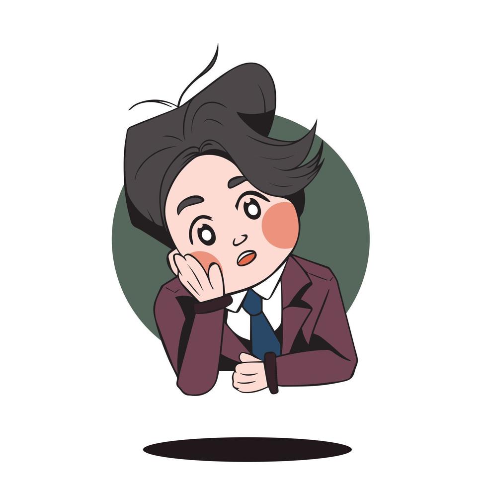 Businessman cute cartoon vector illustration for logo, icon and sticker
