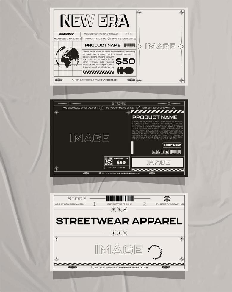 Modern urban futuristic streetwear fashion design for social media banner template, poster and print for tshirt. editable template bundle design vector