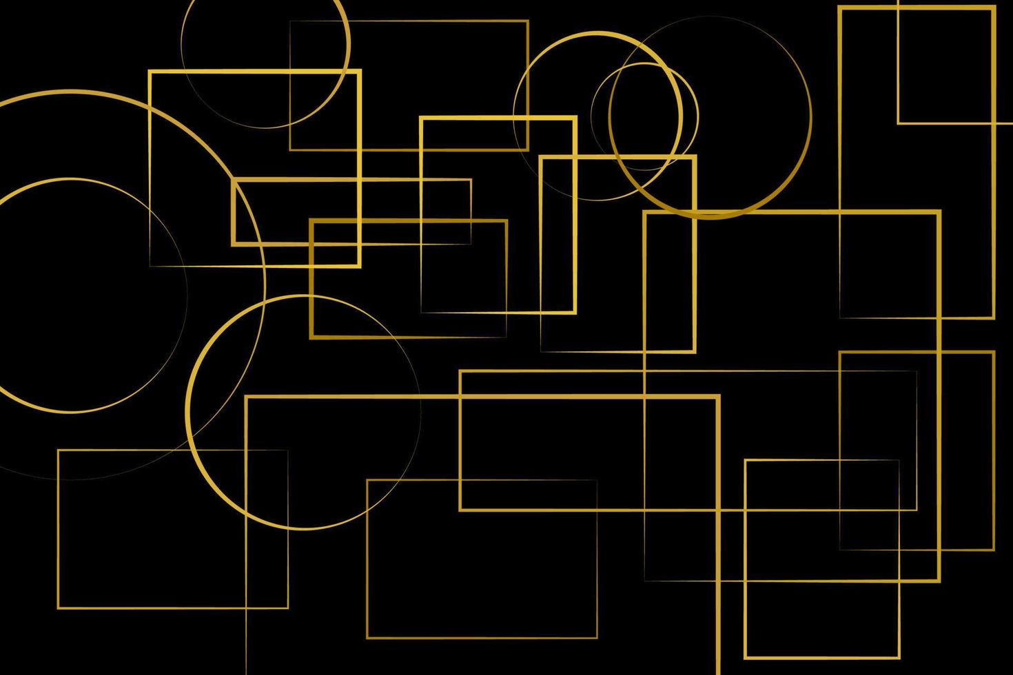 Pattern with geometric elements in black tones with golden stripes. Abstract gradient background vector