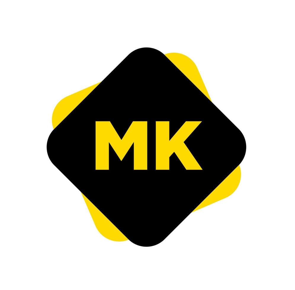 MK company name initial letters monogram. MK letter on curved square. vector