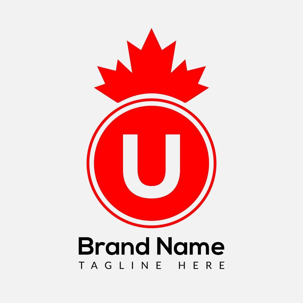 Maple Leaf On Letter U Logo Design Template. Canadian Business Logo, business, and company identity vector