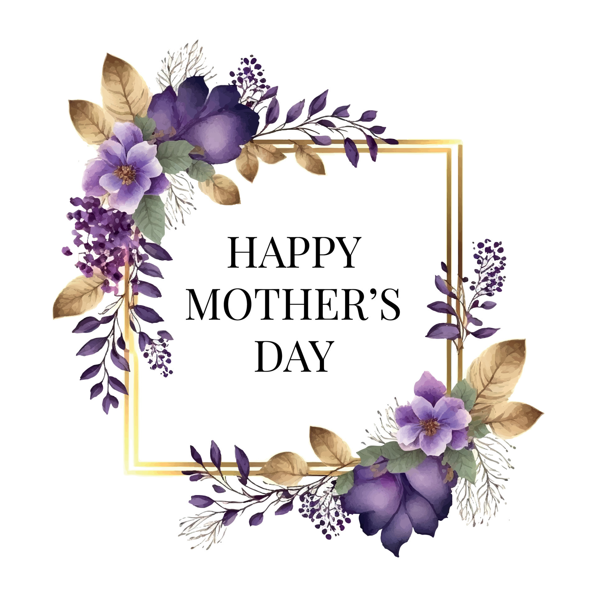 Watercolor frame wreath of pink purple blue flowers. For invitation or