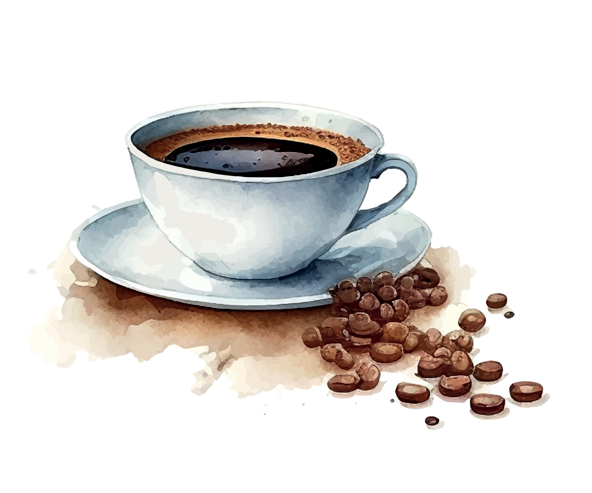 Hand drawn illustration watercolor coffee cup vector 19783811 Vector