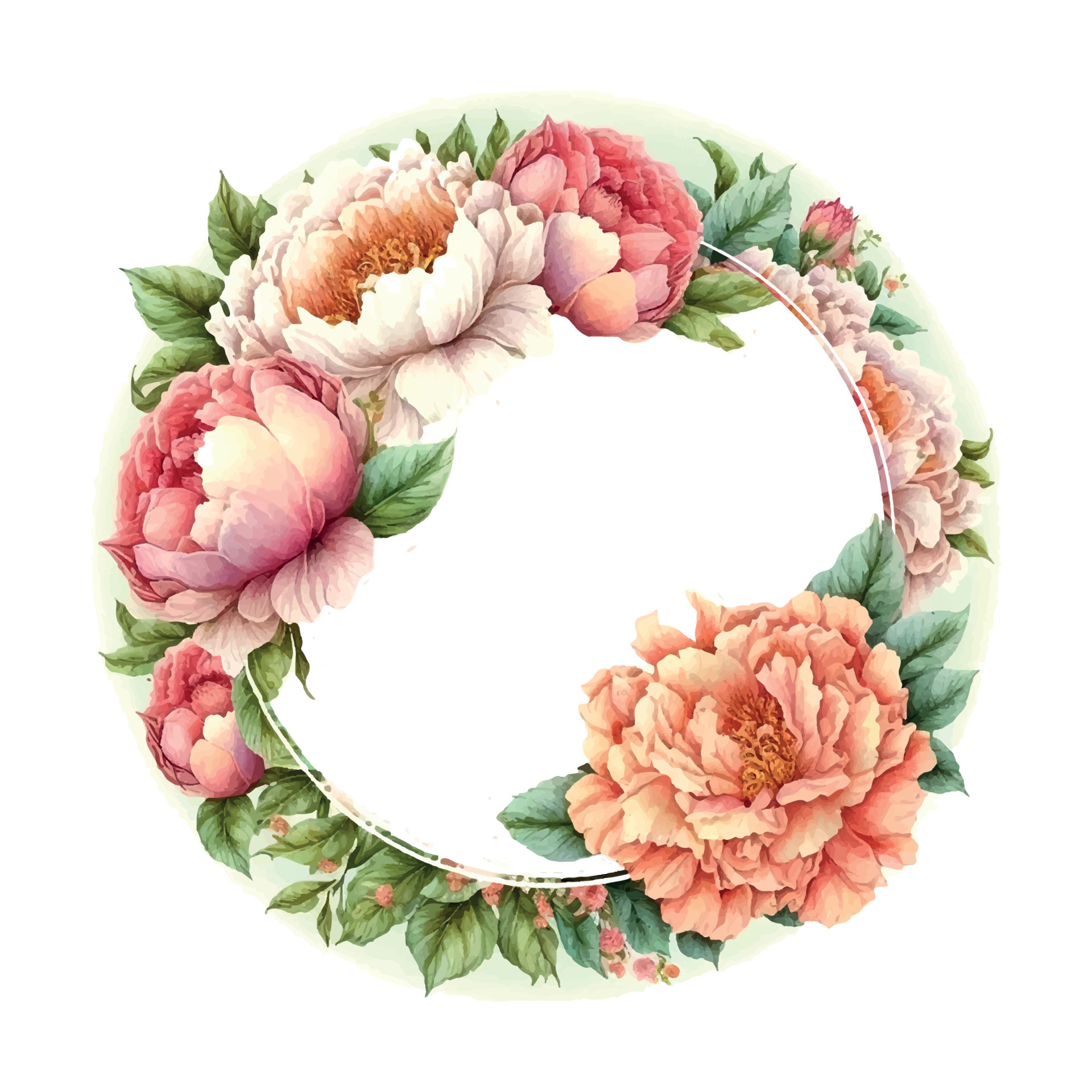 Vector flowers frame. Beautiful wreath. Elegant floral collection