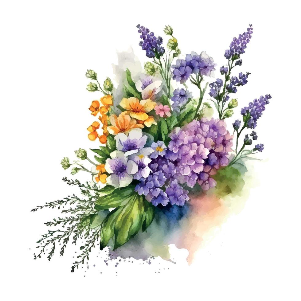 bouquet of spring flowers watercolor Flowers watercolor illustration. Manual composition. Spring. Summer. vector