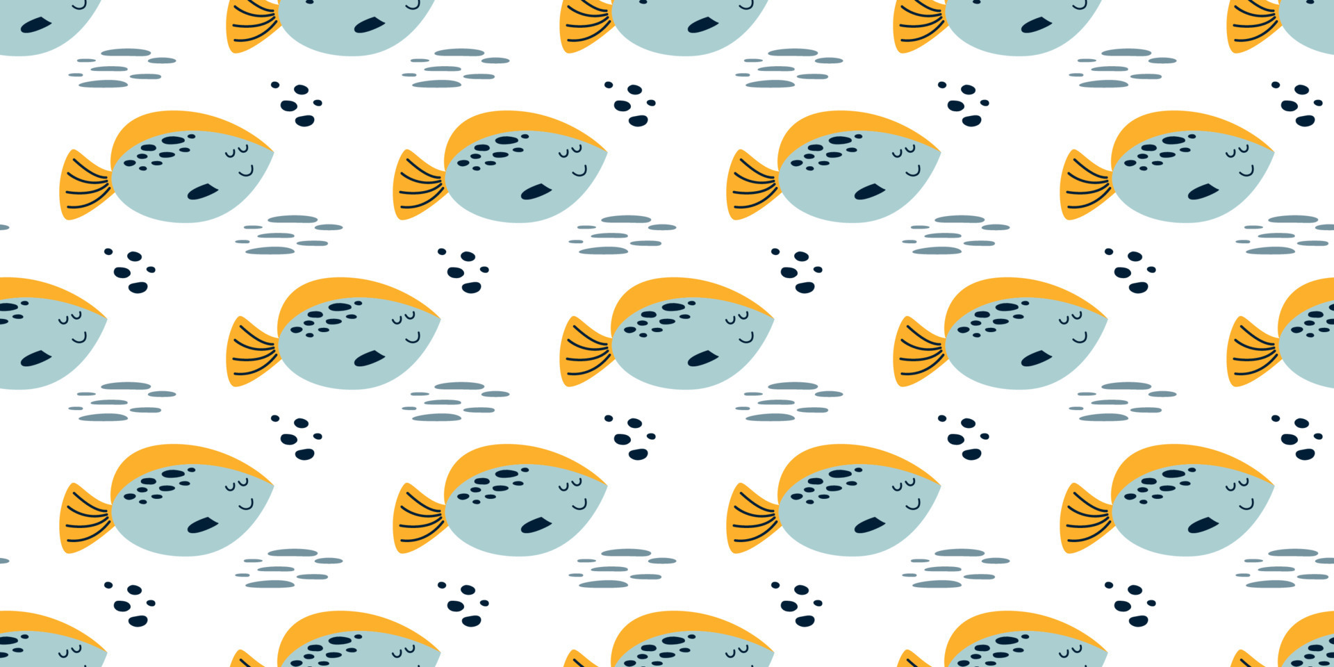 Baby print fish. Nautical baby pattern. Fun fish pattern Sea kids