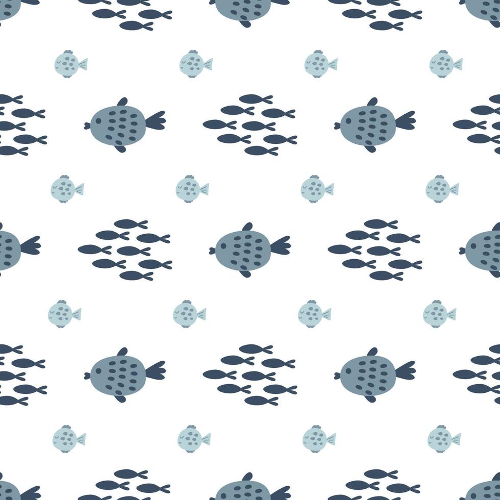 Boys fish pattern. Cute grey fish ocean life seamless pattern. Sea fish repeat print for boy, sport textile, clothes, wrapping paper. Vector illustration. Cute sea textile design. Boys decorative fish