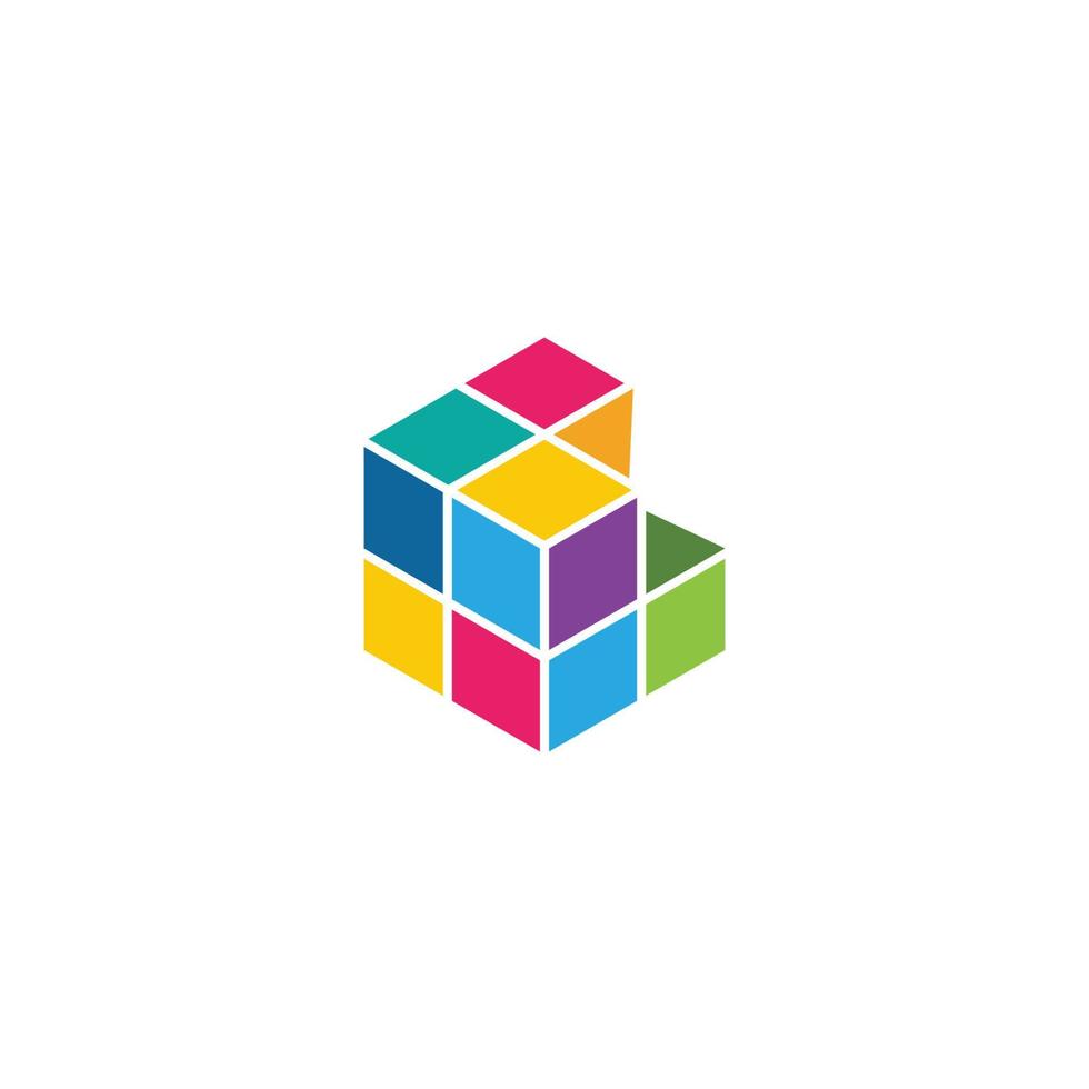 cubo logo modelo vector icono