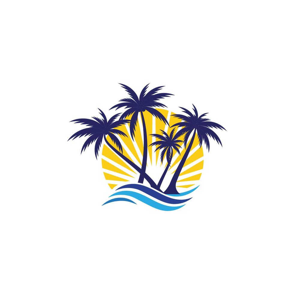 Palm tree summer logo template vector