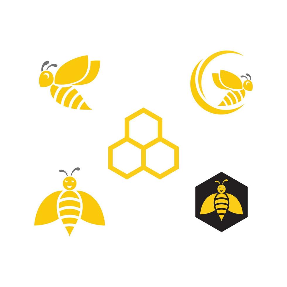 abeja logo modelo vector icono