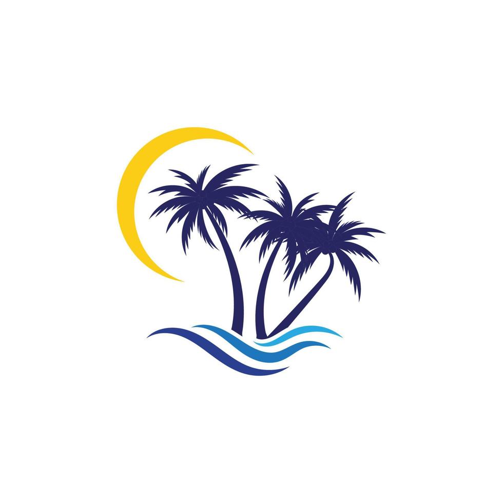 Palm tree summer logo template vector