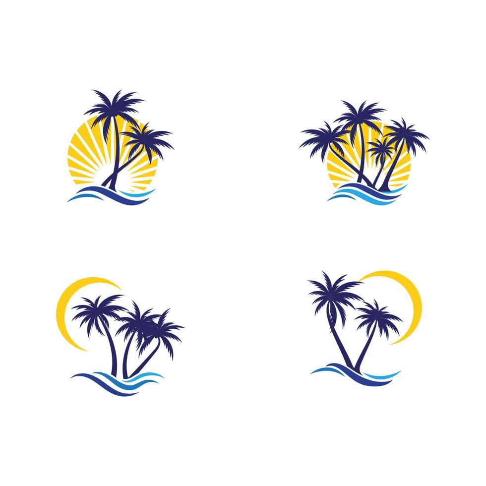 Palm tree summer logo template vector