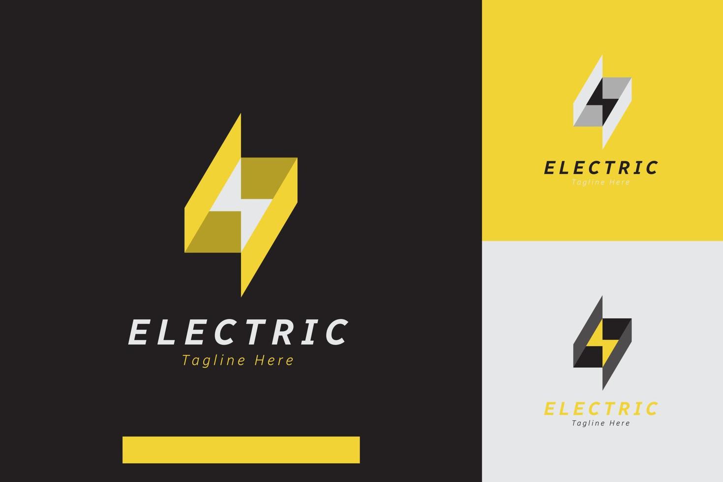 Set of lightning thunder electric energy logo vector design templates with different color styles