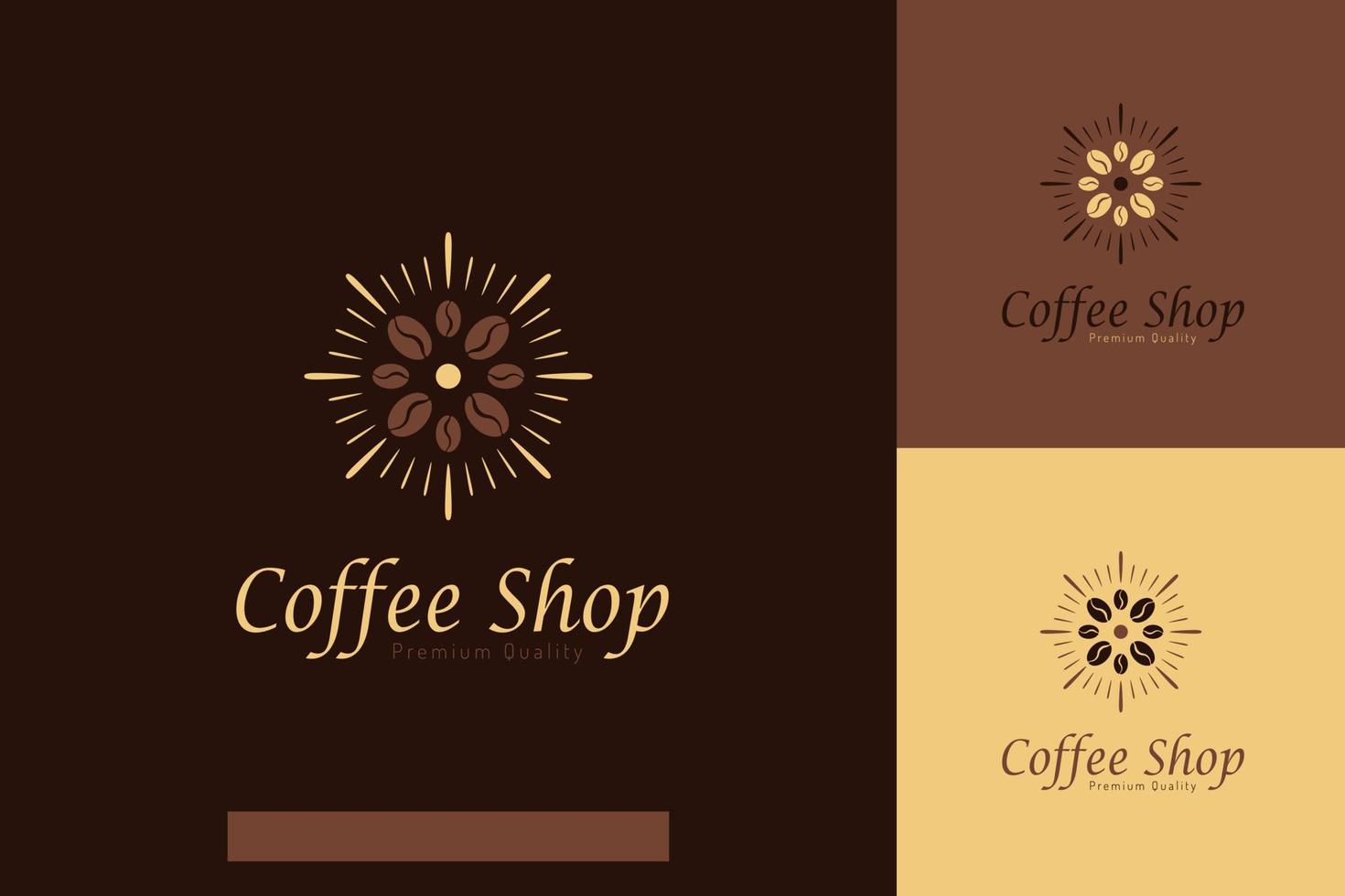 Set of coffee shop logo vector design templates with different color styles