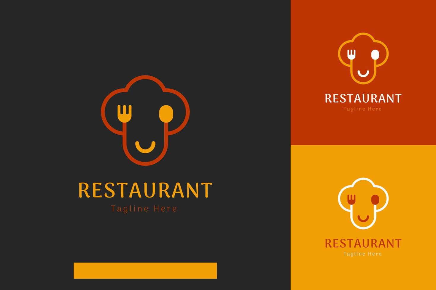 Set of food and restaurant logo vector design templates with different color styles
