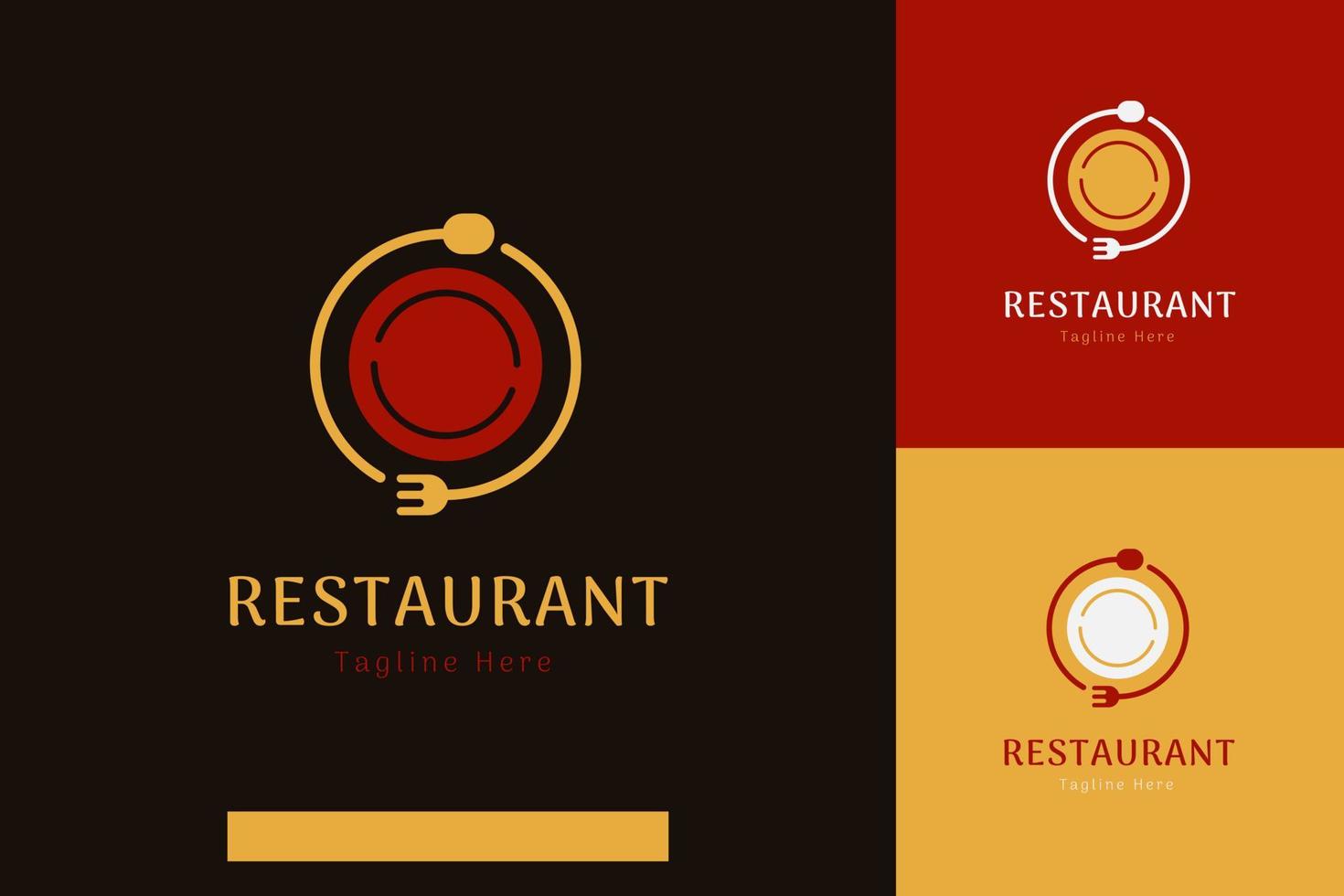 conjunto de comida y restaurante logo vector diseño plantillas con diferente color estilos