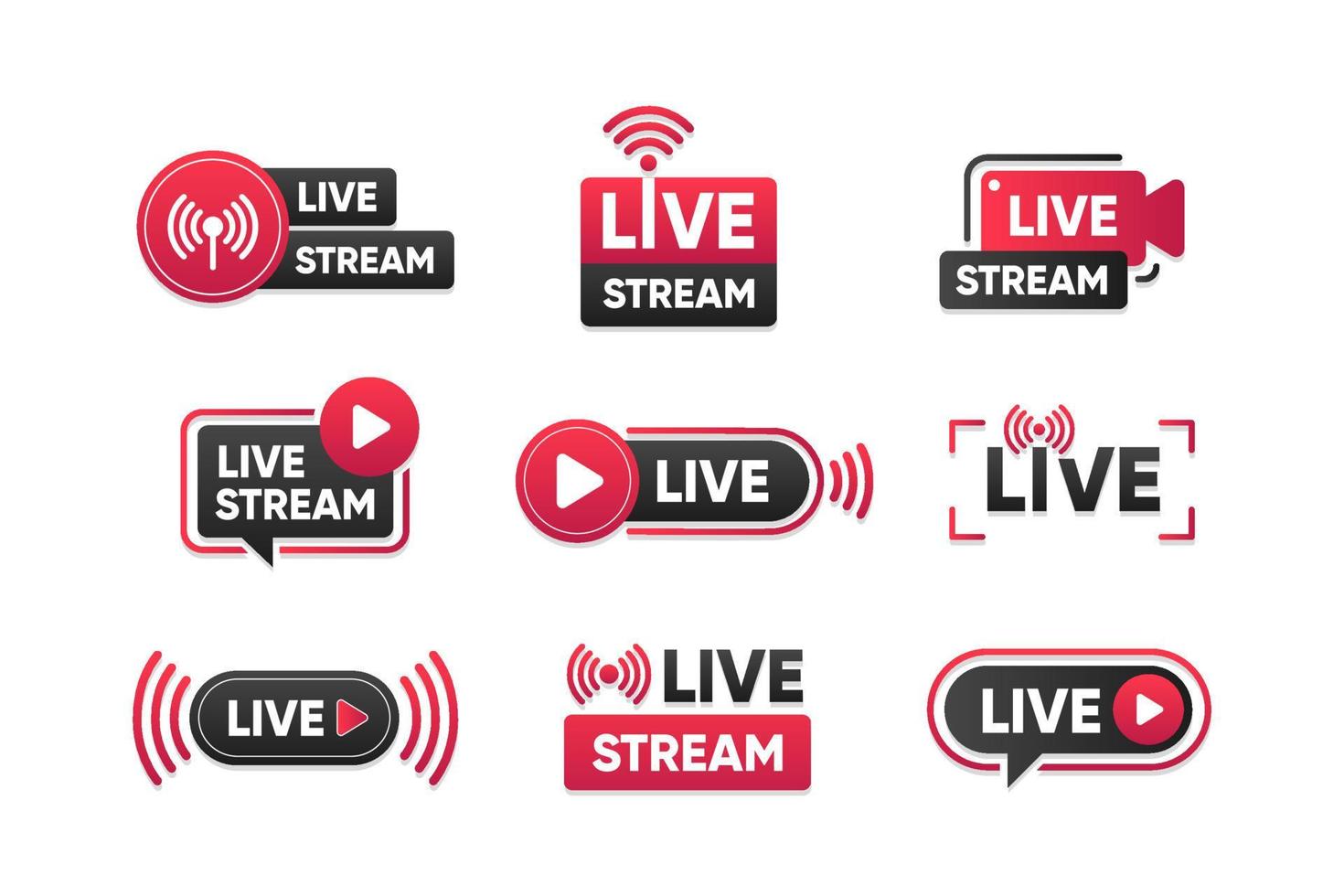 Live Streaming Label Collection Set vector
