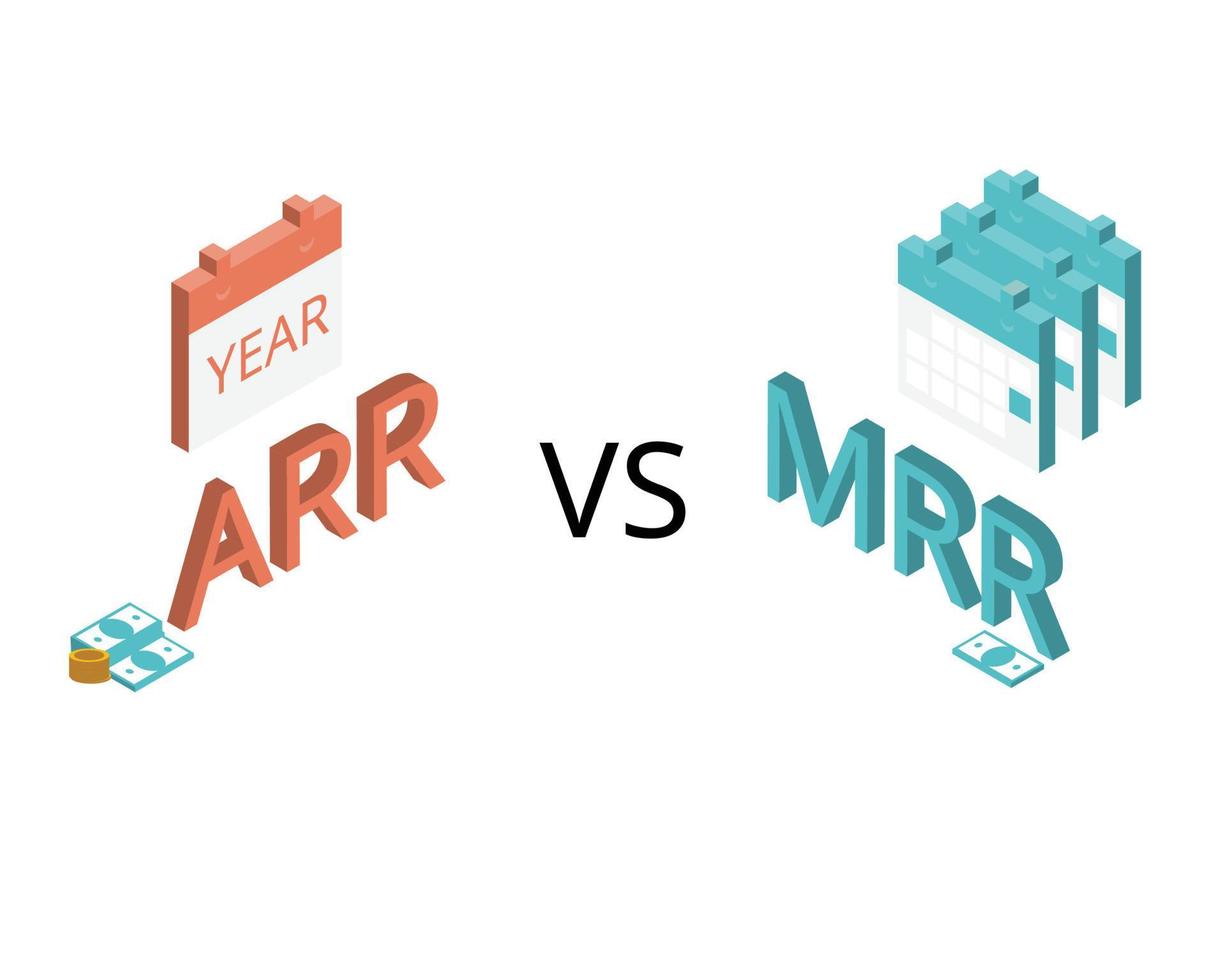 annual recurring revenue or ARR compare to monthly recurring revenue or MRR vector