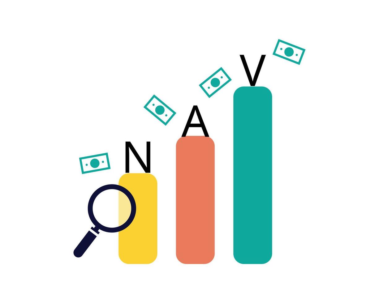 Net asset value or NAV of an investment company is the company total assets minus its total liabilities vector