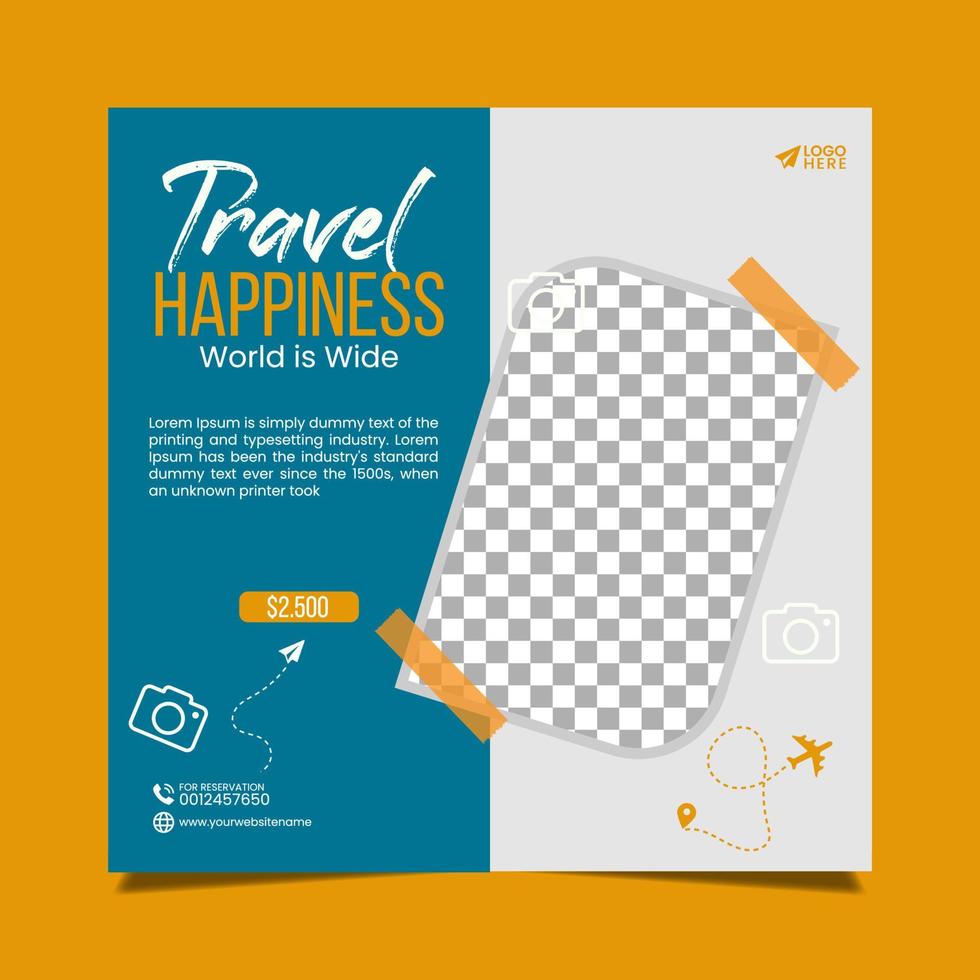 Travel agency social media post template vector