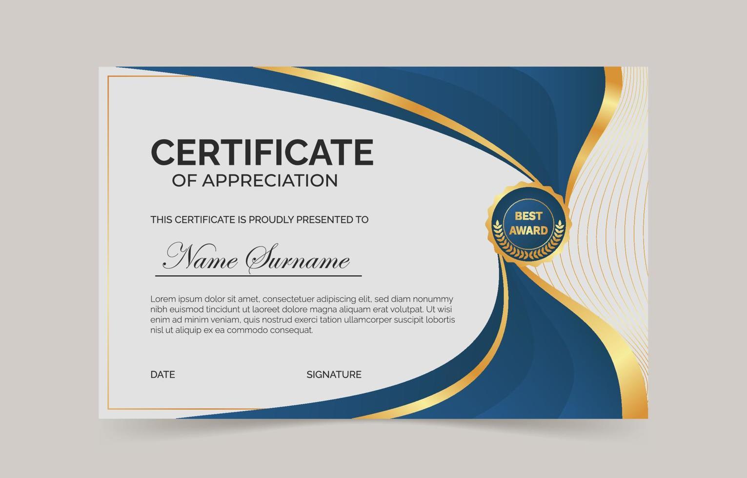 Certificate of Appreciation Template vector