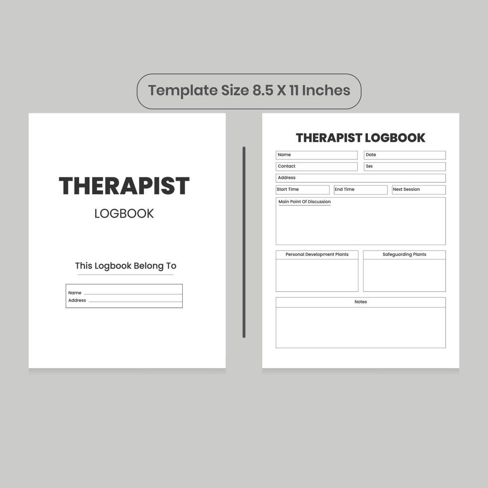 Therapist Log Book and KDP Interior vector