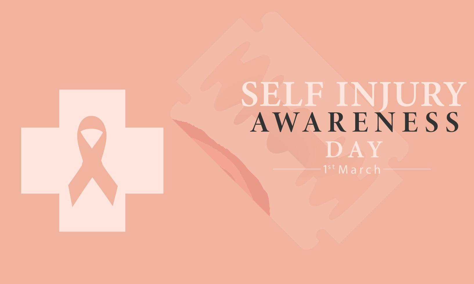 Vector illustration on the theme of Self Injury awareness day In honor of which occurs annually on March 1st.