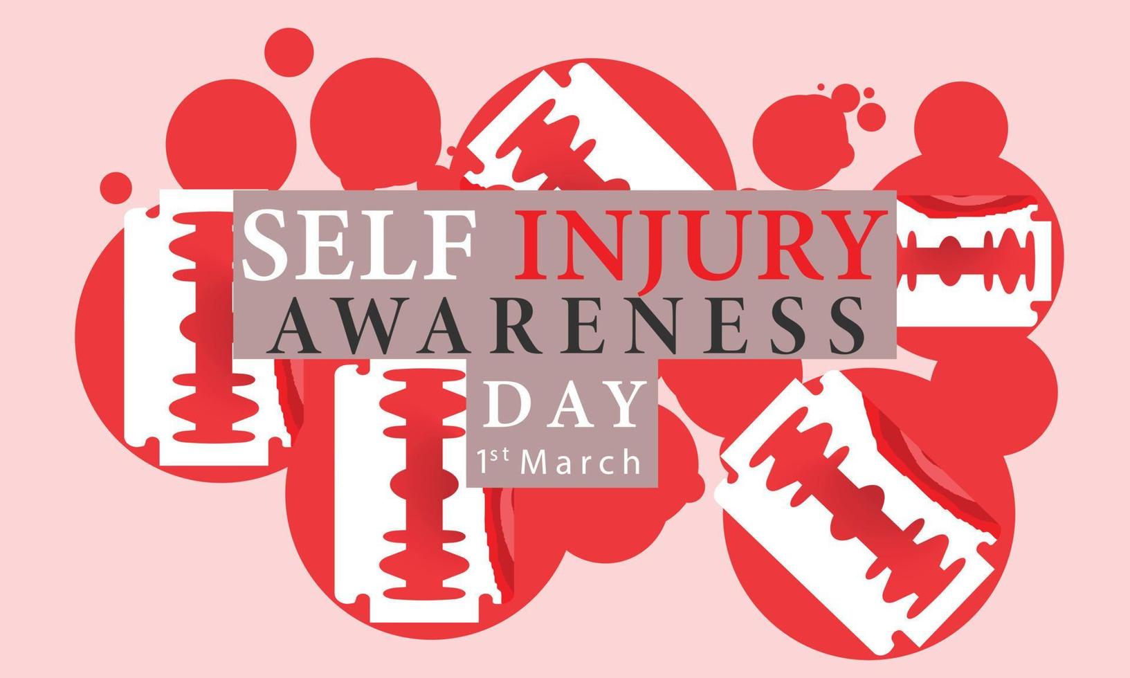 Vector illustration on the theme of Self Injury awareness day In honor of which occurs annually on March 1st.