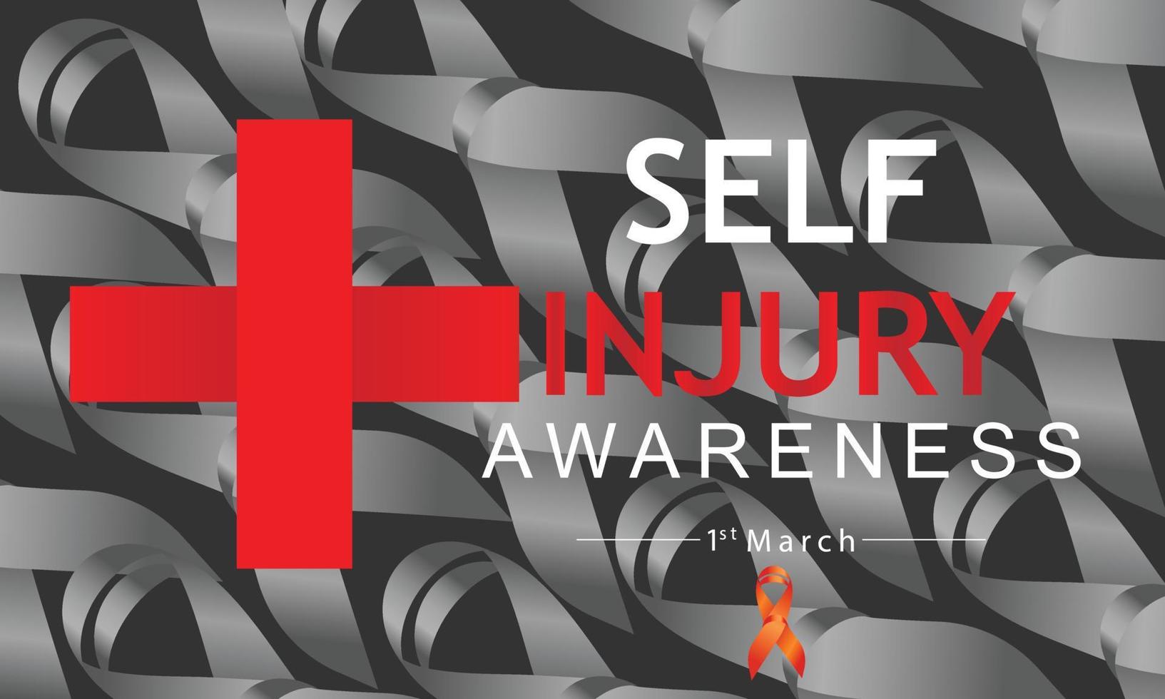 Vector illustration on the theme of Self Injury awareness day In honor of which occurs annually on March 1st.