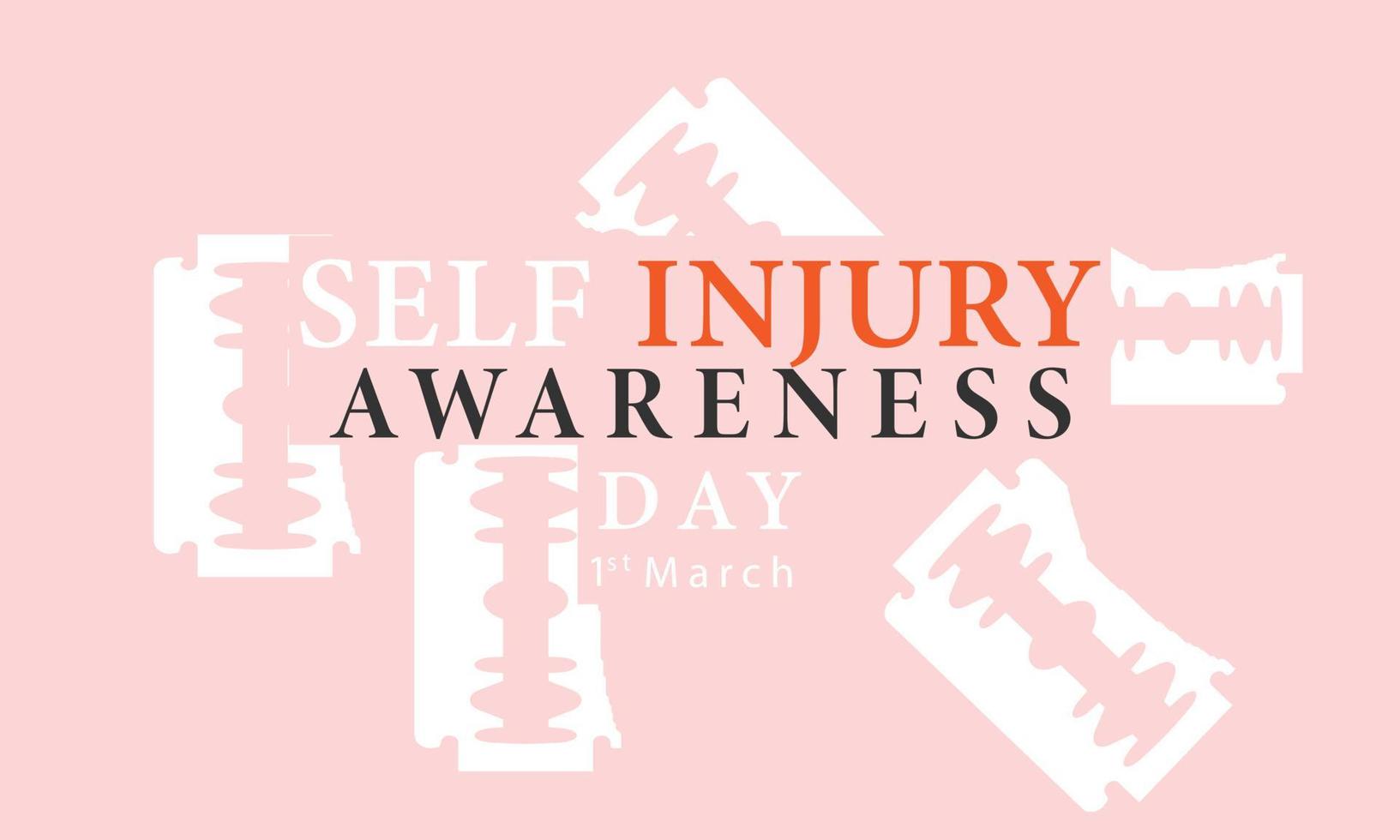 Vector illustration on the theme of Self Injury awareness day In honor of which occurs annually on March 1st.