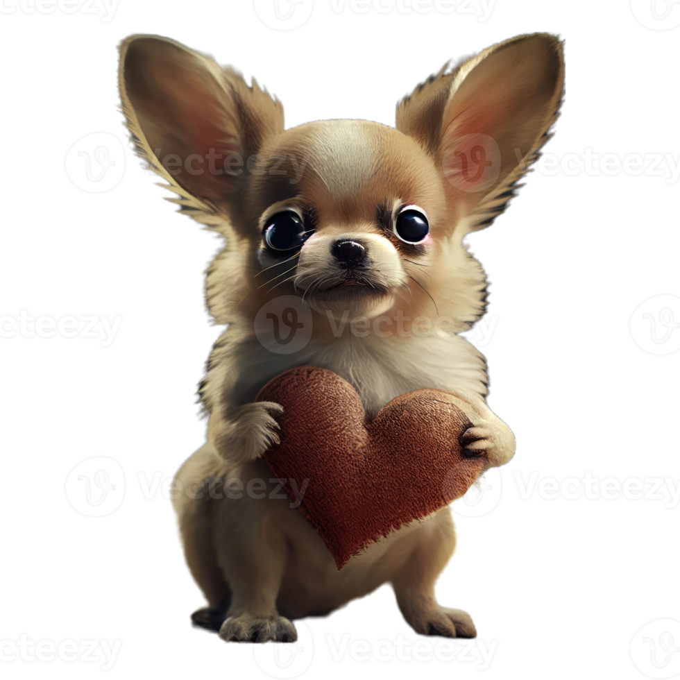 Cute chihuahua kawaii with a heart png